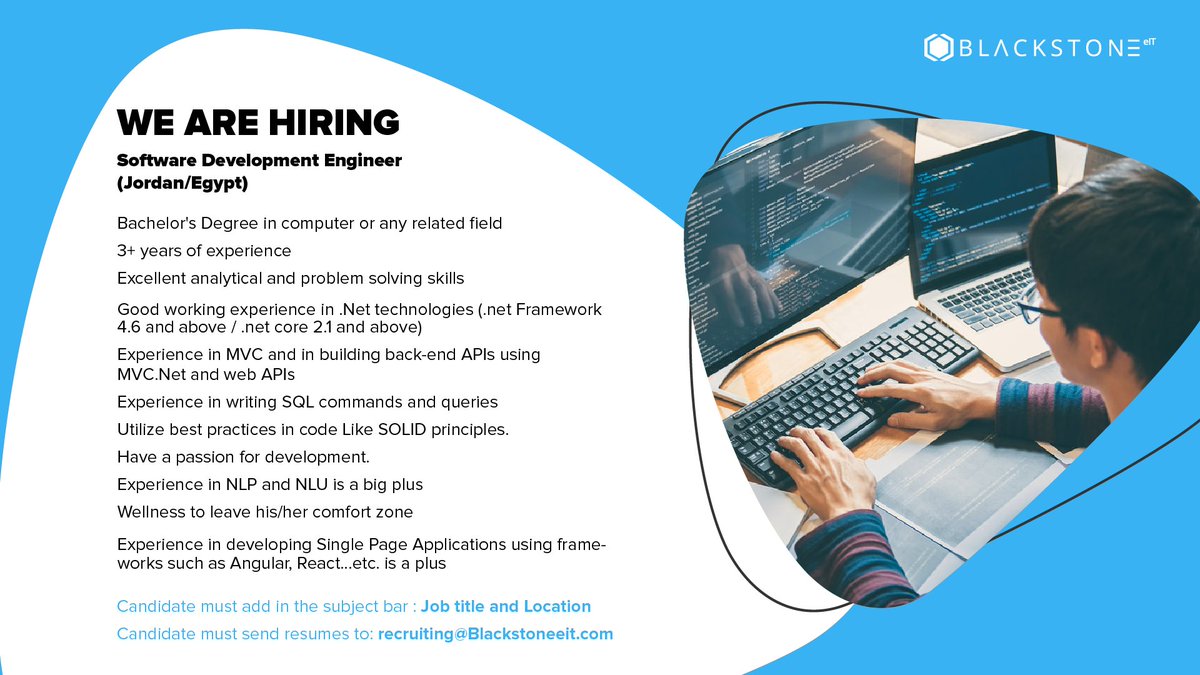 BlackstoneEit's tweet image. Want to Join the team?
WE’RE HIRING
.
.
.
.
#hiringsoftwaredeveloper #machinelearning #softwaredevelopmentengineer #hiringsoftwaredevelopers #egypt #artificialIntelligence #Jordan #deeplearning #DataAnalytics