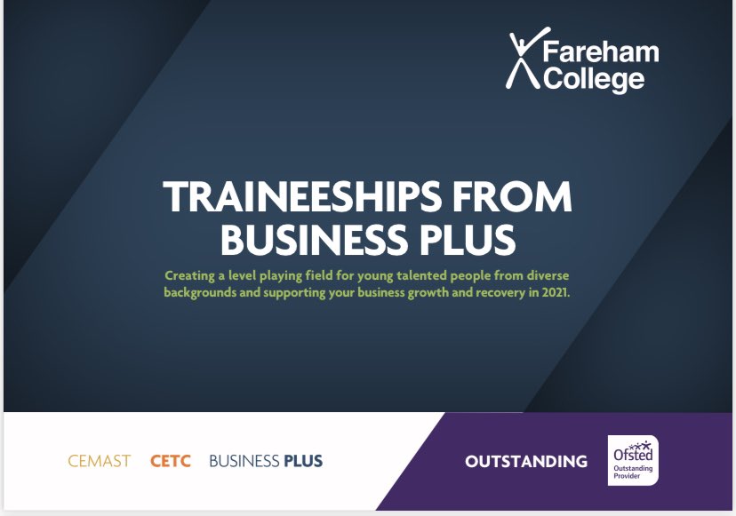We are delighted to be partnering with Fareham college to offer national traineeships. If your business can assist with helping a 19-24 yr old gain valuable experience in either Digital or Warehousing pls let us know. Great benefits to your business too! #EmployeeExperience