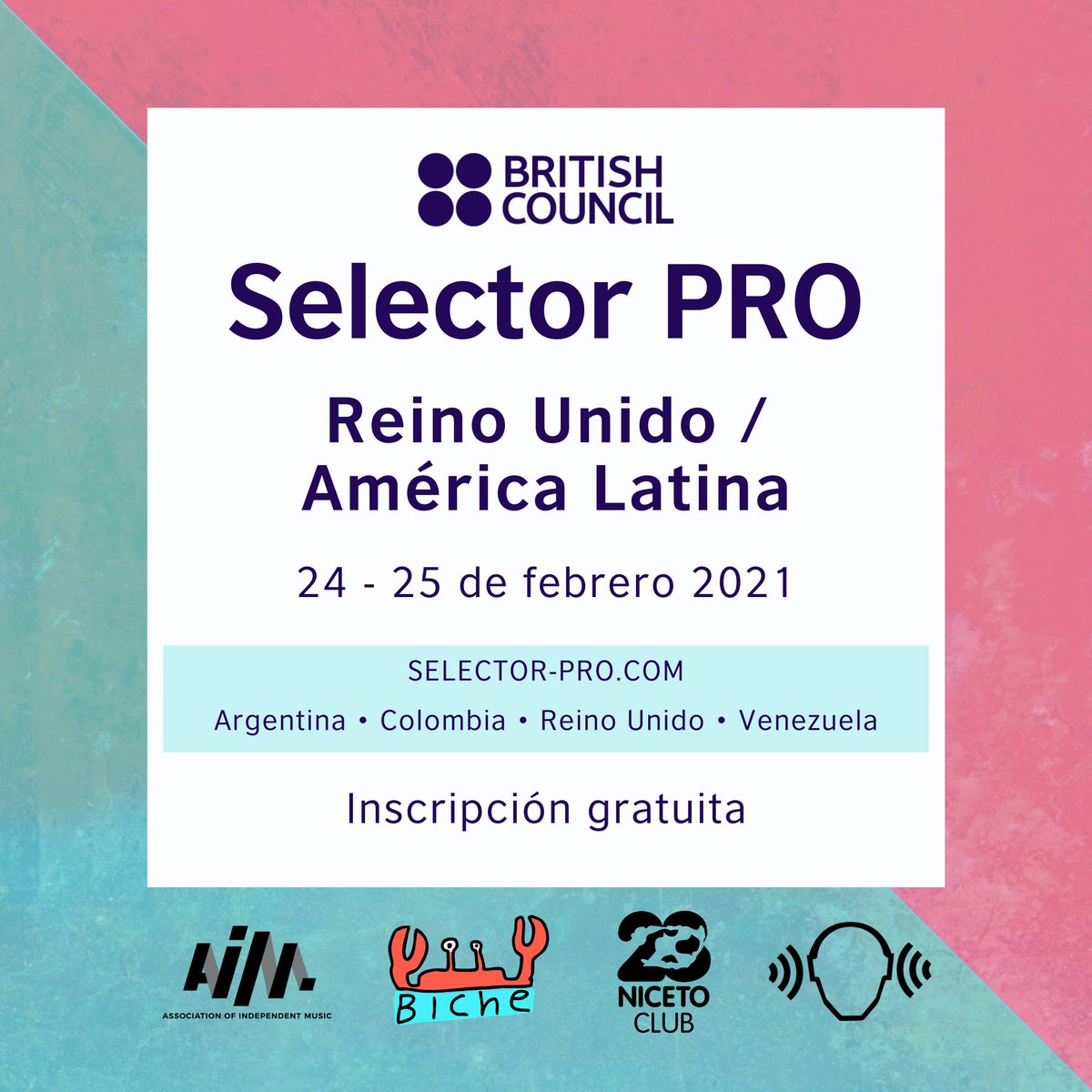 Nos complace anunciar que seremos parte del programa Selector Pro del <a href="/BritishArtsVe/">Arts - British Council Venezuela</a> junto con organizaciones de Argentina, Colombia y Reino Unido. 

Habrán paneles sobre industria musical y shows que anunciaremos pronto. 

Pueden inscribirse desde ya--> selector-pro.com
