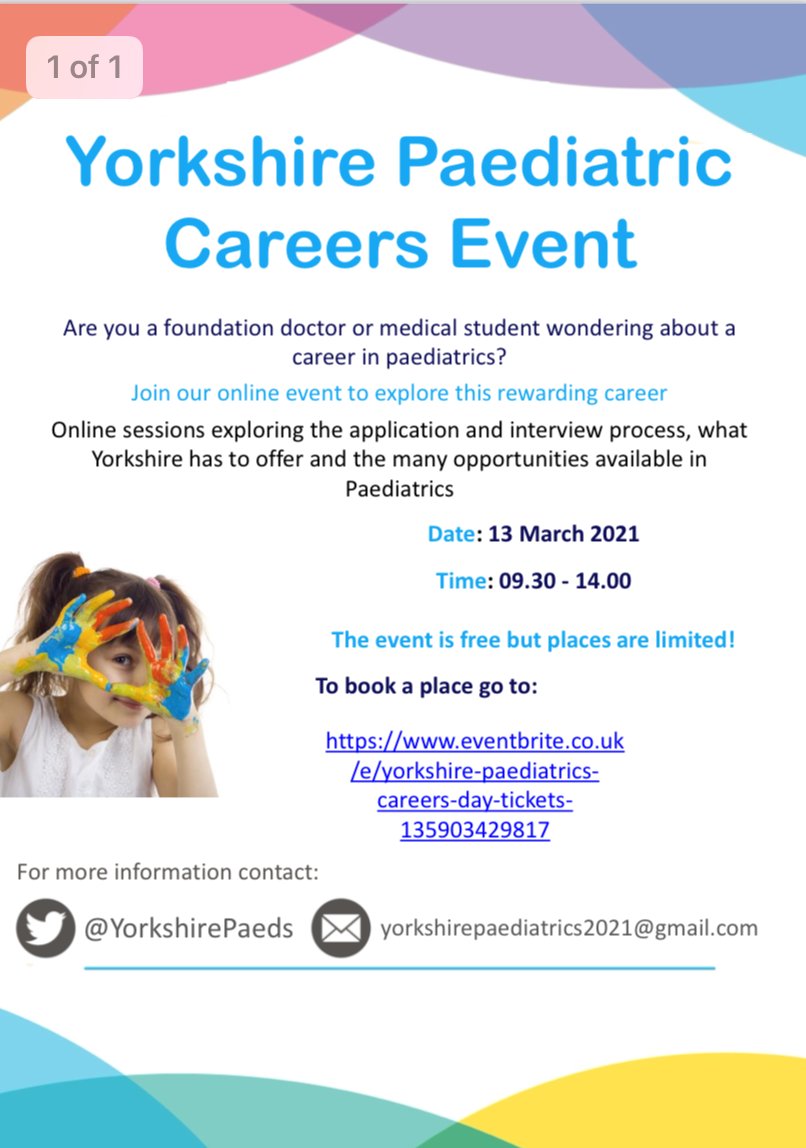 Due to popular demand we have opened up more places on our Paediatric Careers Event!! To book, follow the link below. eventbrite.co.uk/e/yorkshire-pa…