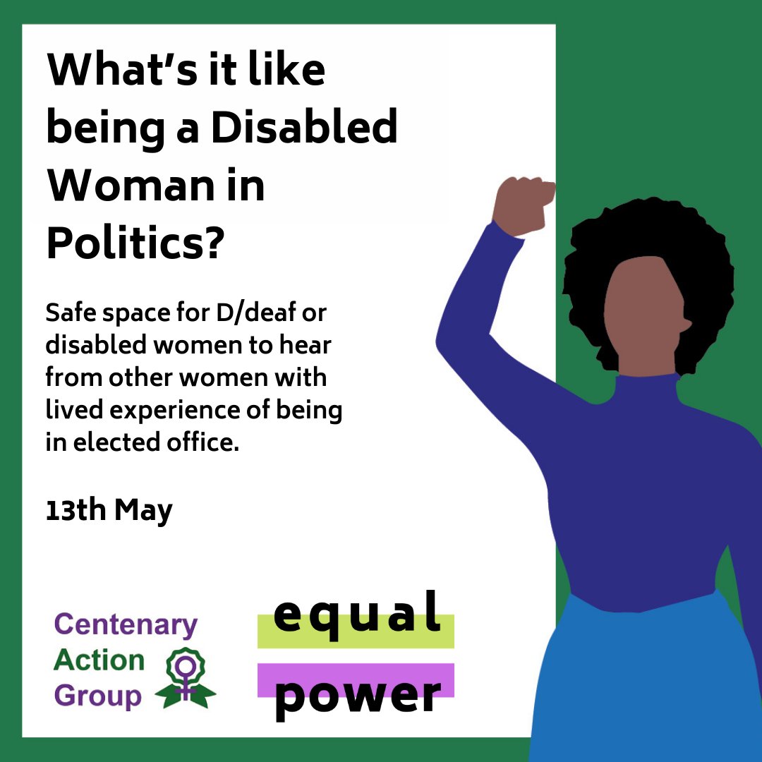 Are you a D/deaf or Disabled Woman considering a political career? <a href="/CentenaryAction/">Centenary Action</a> &amp; @theParliamentP are hosting a safe space for D/deaf or disabled women to hear from other women with lived experience of being in elected office. More info &amp; sign up➡️ bit.ly/3a0StfE