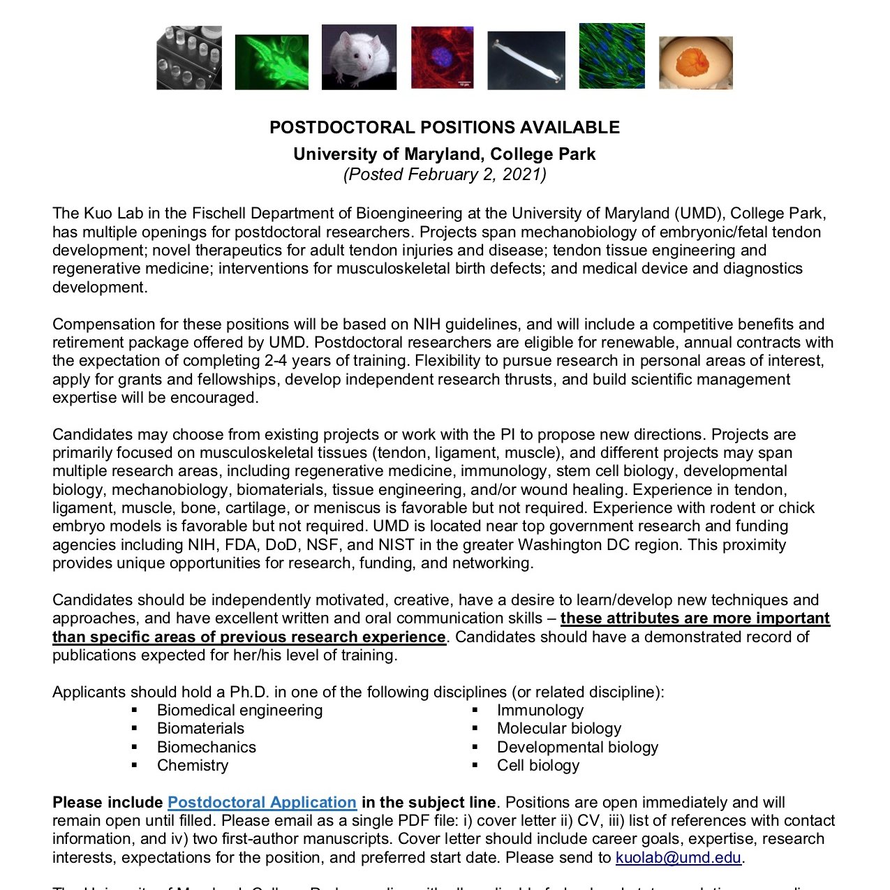 Catherine K. Kuo, Ph.D. on X: &ldquo;Please Re-tweet! We&rsquo;re recruiting 