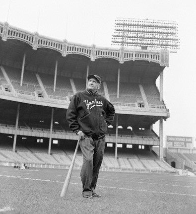 Give us this day our daily Casey Stengel photo. October 13, 1948 ~~ The Ol' Perfessor arrives at "The Stadium". (1/7)