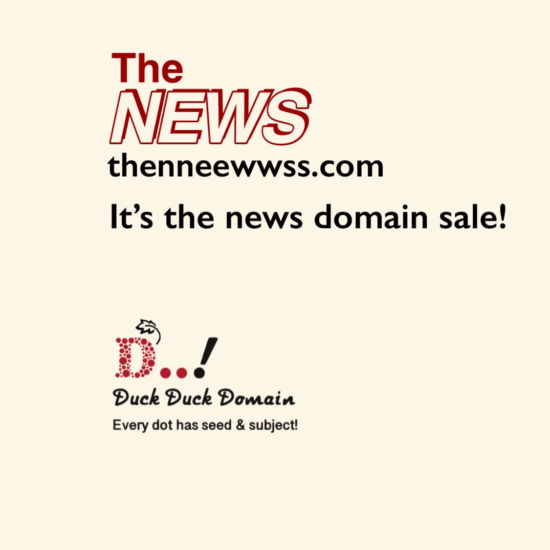 duckduckdomain's tweet image. Simple and very effective domain for the news available for sale. 

duckduckdomain.com
thenneewwss.com

#duck_duck_domain #duckduckdomain #news #agency #brandable #classy #simple #domain #sale
