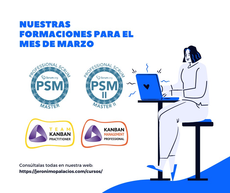 jeronimopalacios.com/cursos/

#jerónimopalacios #agilismo #agilidad #losjeros #agile #scrum #liderazgo #leadership #pale #kanban #safe #leanchangemanagement #scrummaster #productowner #KanbanSystemDesign #ScaledAgile #guíascrum