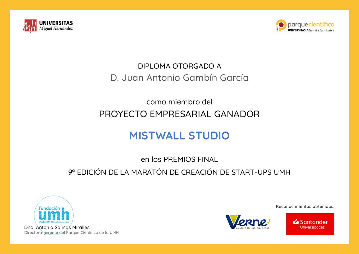 angel_torre's tweet photo. VerneGroup: RT @Mistwallstudio: Agradecimiento también a @VerneGroup y a @SantanderUni por confiar en la empresa y ayudarnos con sus premios especiales 🏆🏆
Continuamos, no paramos de trabajar ¡A por más retos!💪
#mistwallstudio #endarthcovenant #dyb… https://t.co/0FZkEQETDA