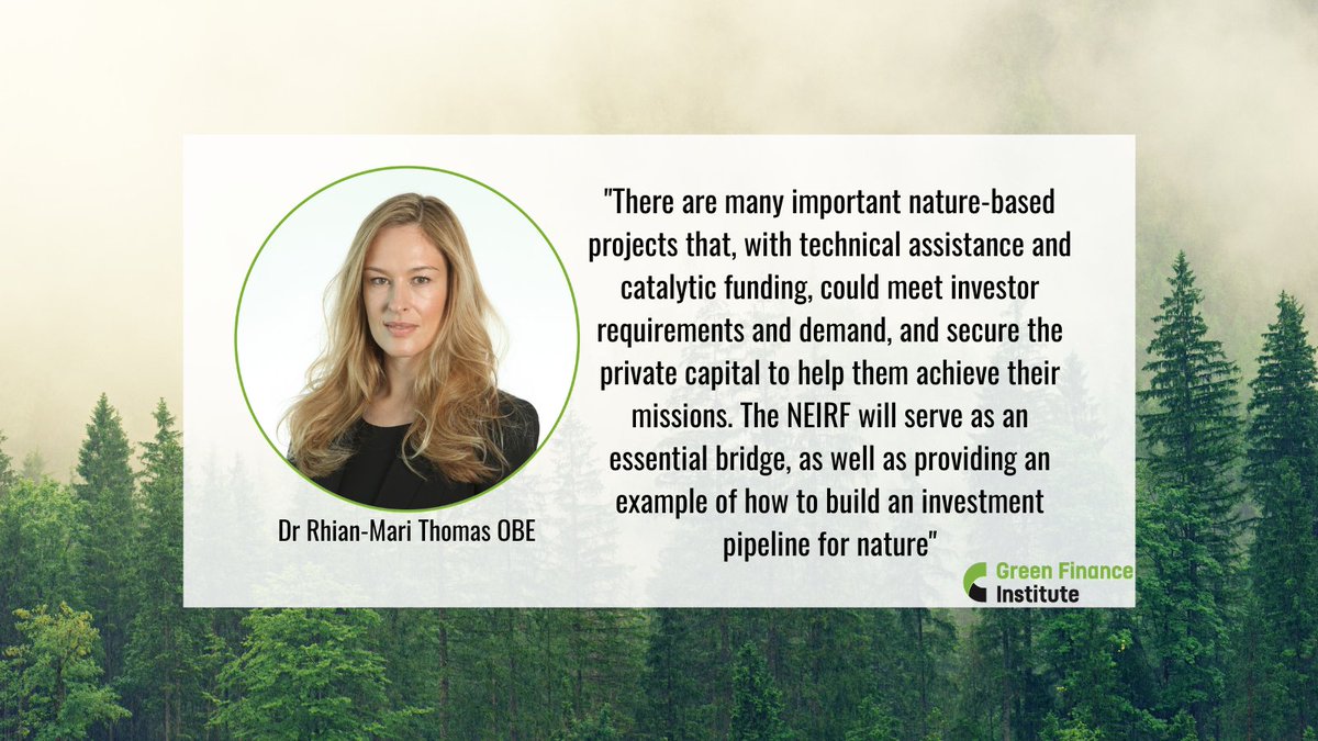 The GFI’s @RhianMariThomas highlights the important catalytic role government can play in crowding-in private sector finance to nature-positive projects through mechanisms like the pioneering #NEIRF #TogetherForOurPlanet