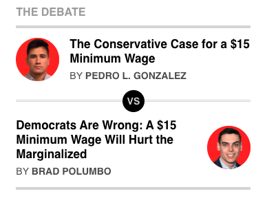 We have a really awesome debate up  @Newsweek with two really unique takes on a federal $15 minimum wage:  @emeriticus argues the conservative case *for* it, while  @brad_polumbo argues it will hurt the marginalized more than anyone else. Check it out here: https://www.newsweek.com/the-debate&nbsp;