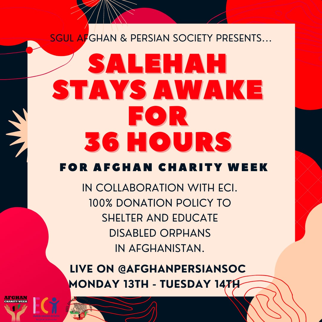 umm_ahaha's tweet photo. This year, ACW is working with ECI to help support children with disabilities in Afghanistan. To help make a difference, I’ll be staying awake for 36 hours. The link to donate is in my bio and on St George’s Afghan Persian Society’s Instagram page! https://t.co/4OwYAzhIZg