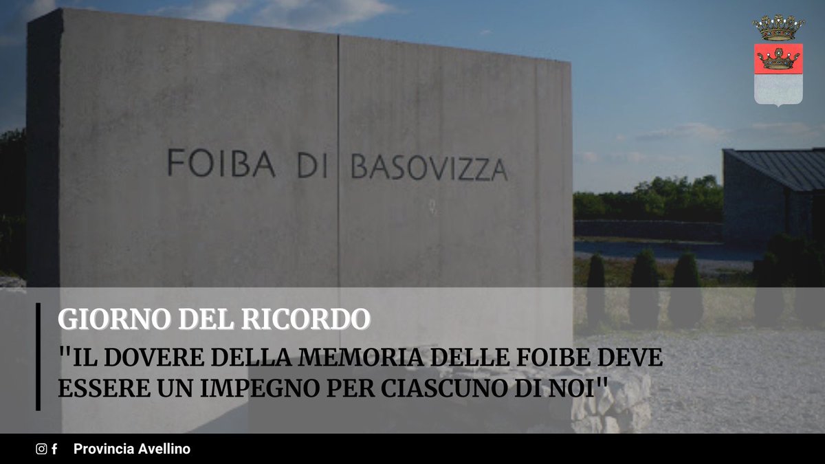 ProvinciaAv's tweet photo. #GiornodelRicordo in memoria delle vittime delle #Foibe. 

Le sofferenze, i lutti, l’esodo di migliaia di famiglie, sono un segno indelebile. 

È un dovere ricordare una delle pagine più dolorose della nostra storia. https://t.co/bM1mltFN3Z