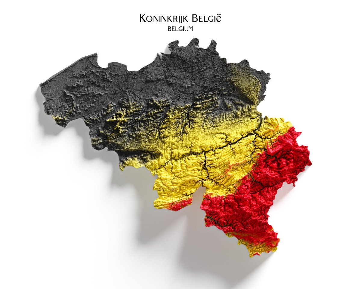 onlmaps's tweet photo. Belgium Shaded Relief with official flag colours for elevation... https://t.co/M2NkB8pJlS https://t.co/T5W8FBICsV