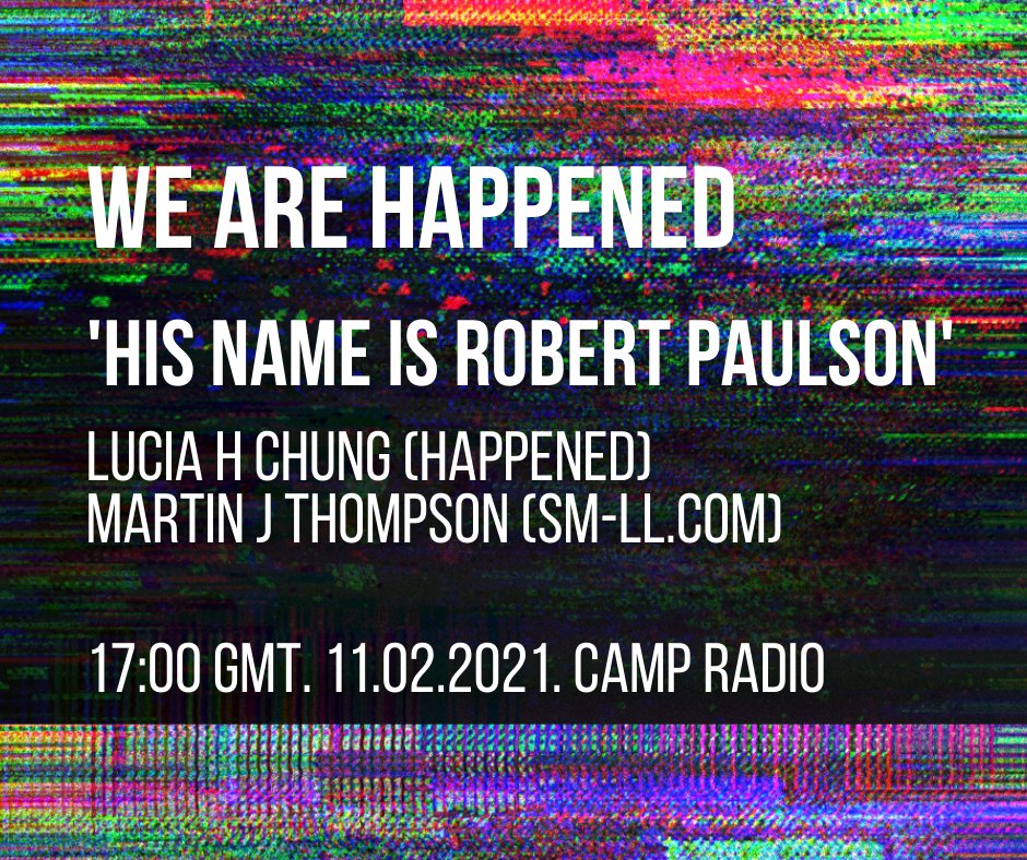 Tomorrow on @wearehappened: Martin J Thompson (SM-LL.COM) + @encreuxmusic share chaotic kitchen table chat on newfound ideologies &  personal journey of unraveling new thoughts in life. Music: Geir Jenssen & Distorted Waves of Ohm.17:00 GMT. 11.02.2021. @listen_camp