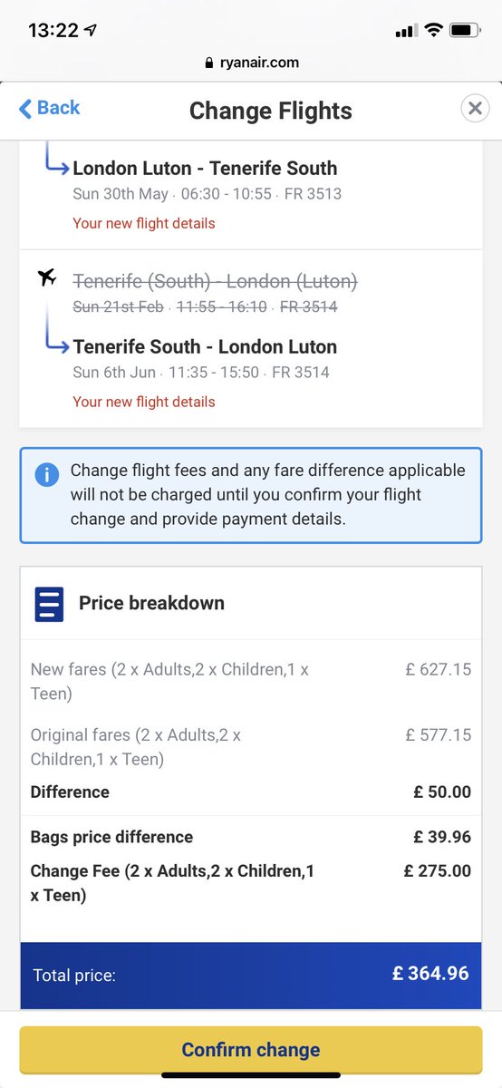 LucyGriffith101's tweet photo. @Ryanair can you please explain why when I go to change my flights, not only am I being charged £275 to change them but you have also taken £172 off the fare I’ve already paid. As you can see I paid £749.15 and NOT £577.15 https://t.co/Iem8iTMlk4