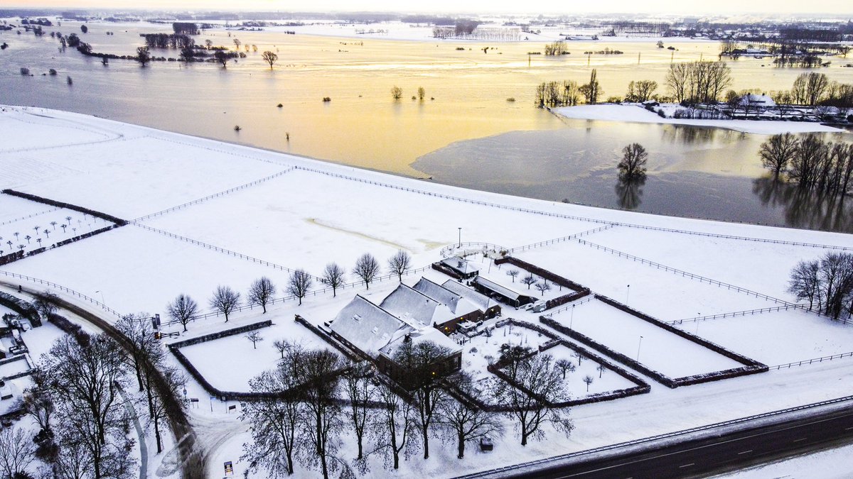 bronkhorsthoeve's tweet photo. High in the sky! Prachtig beeld #bronckhorsthoeve #brummen #ijssel #hoogwater. Photocredits @rutgerjongejan https://t.co/C4LPGPInz3