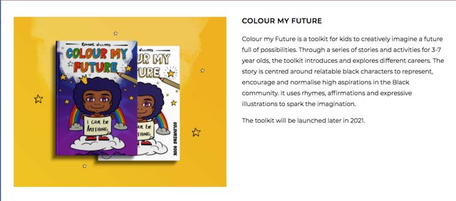 khankfarza's tweet image. 'The role of the artist is to make the revolution irresistible' - Toni Cade Bambara. We've launched our first artist residency @HJusticeLdn with the incredible Roxanne William's @Crazivity. Her upcoming children's  book, affirmations &amp;amp; colouring, esp for kids of colour 🧡🧡🧡🧡