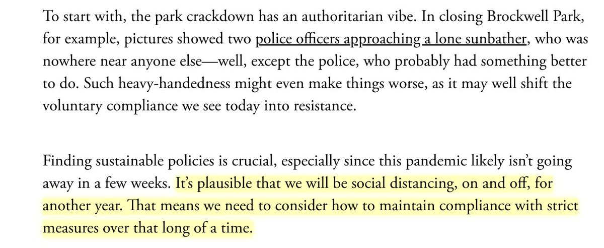 Here's my article from April, 7, 2020 railing against the widespread park closures as ineffective and counterproductive pandemic theater, explaining that outdoors is obviously safer, and that baseless and overly-strict policies would *reduce* compliance.  https://www.theatlantic.com/health/archive/2020/04/closing-parks-ineffective-pandemic-theater/609580/