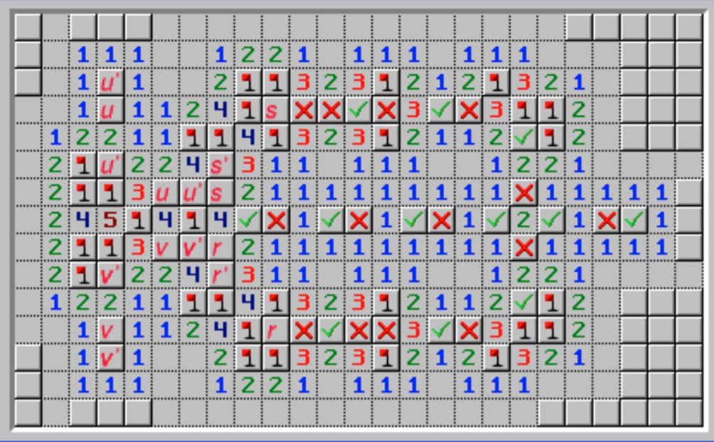  Minesweeper Yes, *THAT* Minesweeper we all played on Windows.As it turns out, Minesweeper is NP-Complete, while its infinite variant is Turing Complete.Richard Kaye wrote extensively about this.Below, a XOR, AND and OR gates. http://web.mat.bham.ac.uk/R.W.Kaye/minesw/infmsw.pdf