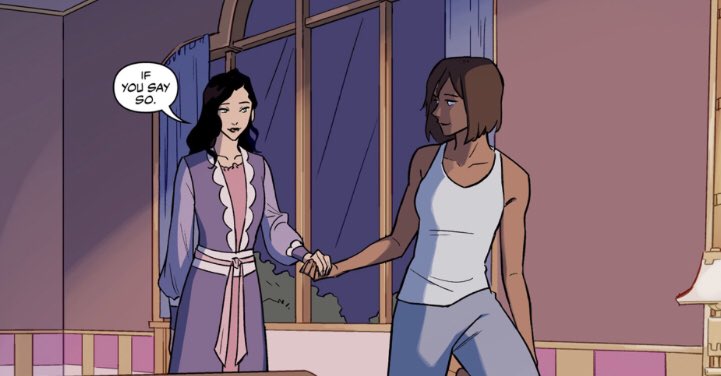 a thread of korrasami holding hands