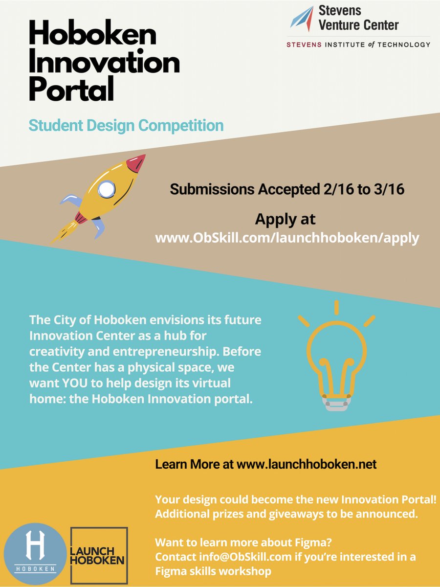 Calling all student designers, programmers, engineers: register your team with the Stevens Venture Center <a href="/FollowStevens/">Stevens Institute of Technology</a> to help design Hoboken's future Innovation Portal 🚀