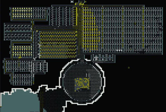  Dwarf Fortress The "Dwarven Computer" by Jong89 is the first programmable digital computer ever built in DF, consisting of 672 pumps, 2000 logs & 8500 mechanism. https://mkv25.net/dfma/map-8269  @BaronWable even made a fully-functioning Space Invaders.