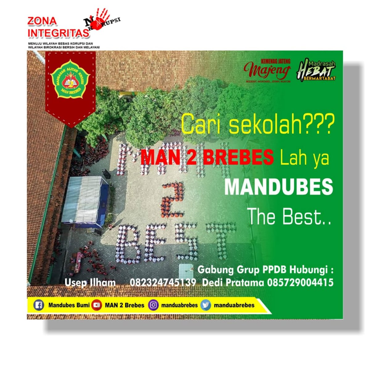 man2brebes's tweet photo. Coming Soon!!! Penerimaan Peserta Didik Baru Tahun Pelajaran 2021/2022.
Madrasah Aliyah Negeri 2 Brebes.
.
#Mandubes #thebest
#pendidikanislam
#pendiskemenag
#pendidikanmadrasah
#kanwiljateng https://t.co/sDzG4CNGtt