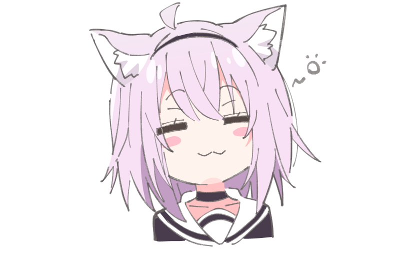 nekomata okayu 1girl animal ears solo cat ears white background closed eyes simple background  illustration images