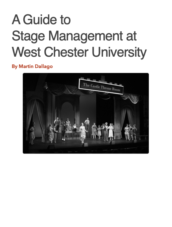 Congratulations to Martin Dallago, who rolled out his new eTextbook "A Guide to Stage Management at West Chester University” to 36 students in THA 200 this Spring! It replaced a $21 textbook, saving his students $756.