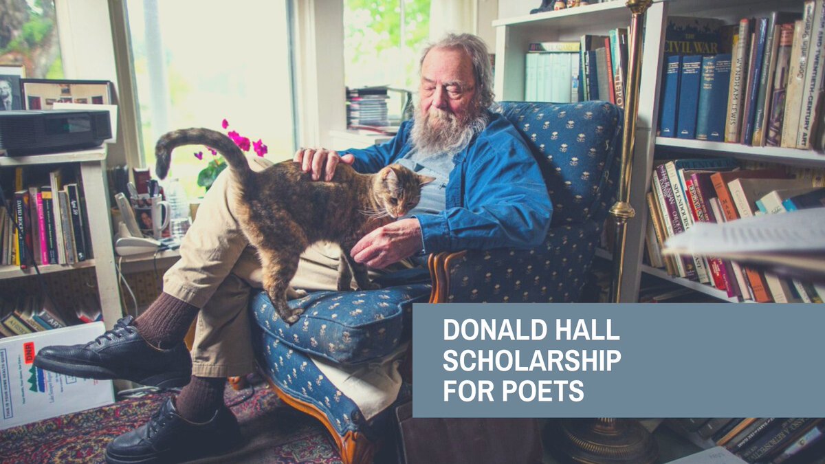 BennMFA_Writing's tweet photo. The Donald Hall Scholarship for Poets honors our longtime writer-in-residence and provides full tuition support to the top #poetry candidate. 

All accepted poets are considered. Apply by March 1 for the term beginning in June. #MFAinWriting 

https://t.co/MvoFEF52jH https://t.co/edku2D0nRm