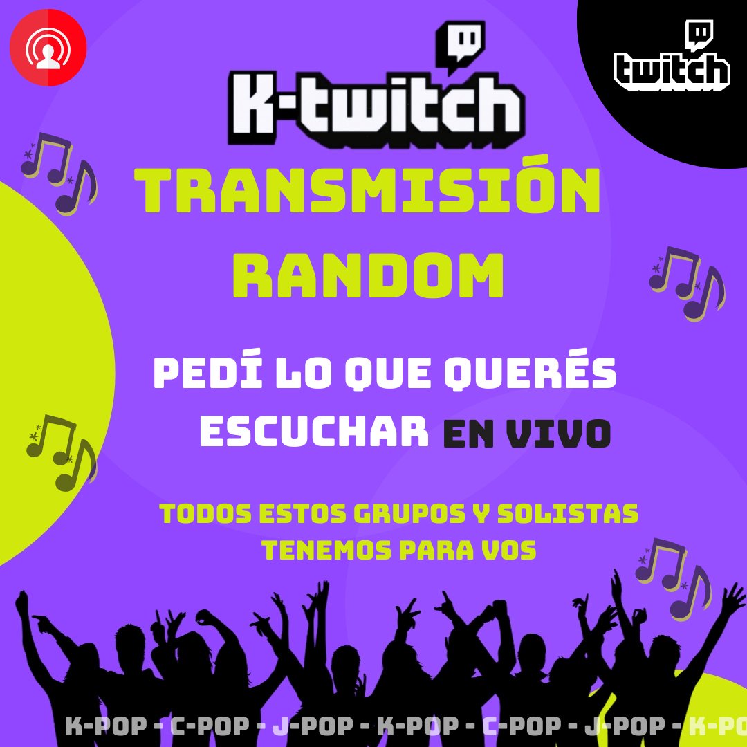 oficialktwitch's tweet image. ✨ TRANSMISIÓN RANDOM ✨

📆 14 DE FEBRERO
🕔 5AM KST - 17HS ARGENTINA

🎉LOS ESPERAMOS PARA PASAR UNA HERMOSA TARDE JUNTOS!! 😍 

▫️¿QUE ES TRANSMISIÓN RANDOM?
▫️Se transmite lo que los Fans pidan en Vivo

👇🏼Grupos y solistas disponibles👇🏼

#KTWITCH #KPOPTWITCH #TWITCH #KPOP