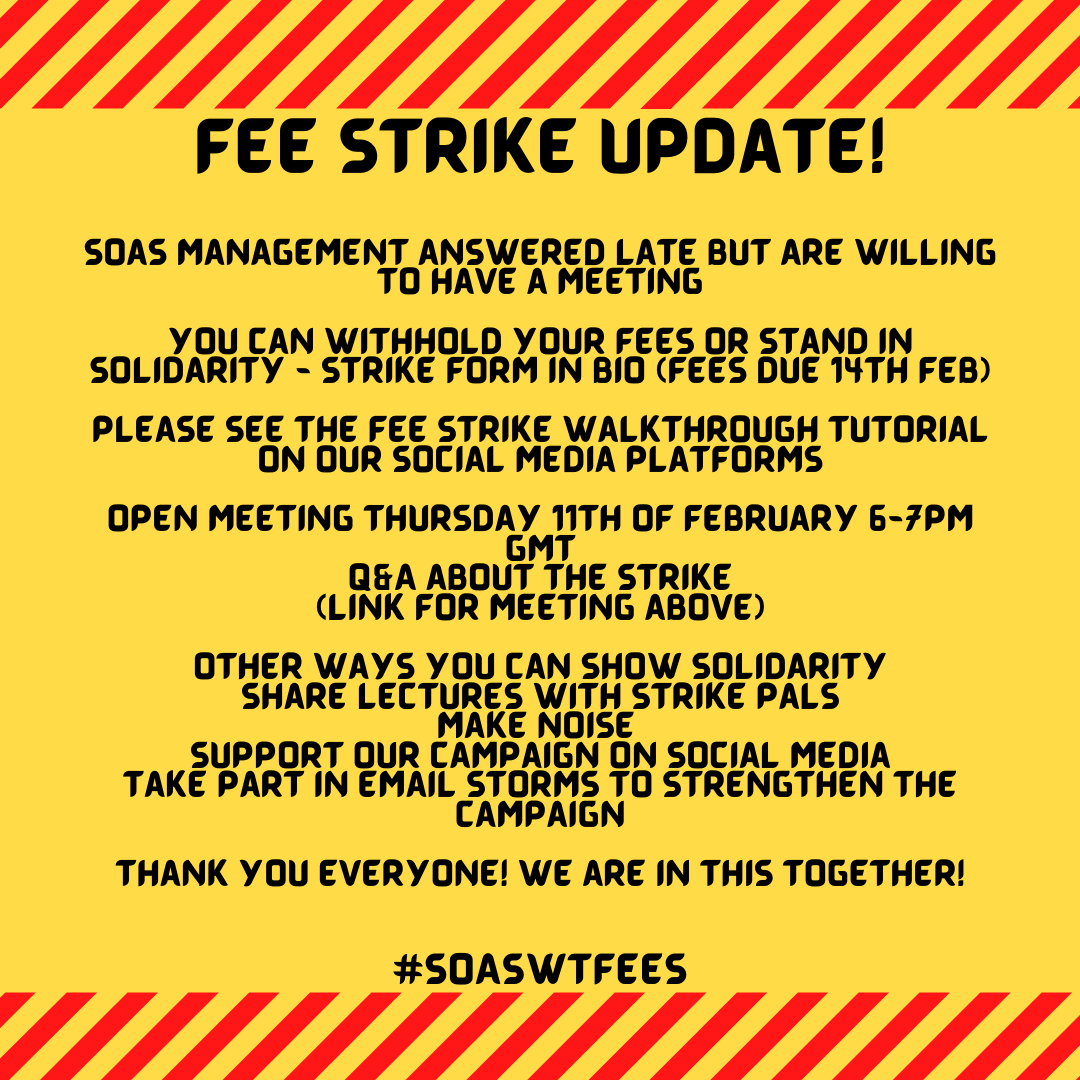 FEE STRIKE UPDATE! The walkthrough tutorial video will be uploaded shortly to all our social media platforms. Here is the link to the meeting tomorrow to ask any questions you may have: us02web.zoom.us/j/89141462069
Meeting ID: 891 4146 2069
We are all in this together! #soaswtfees