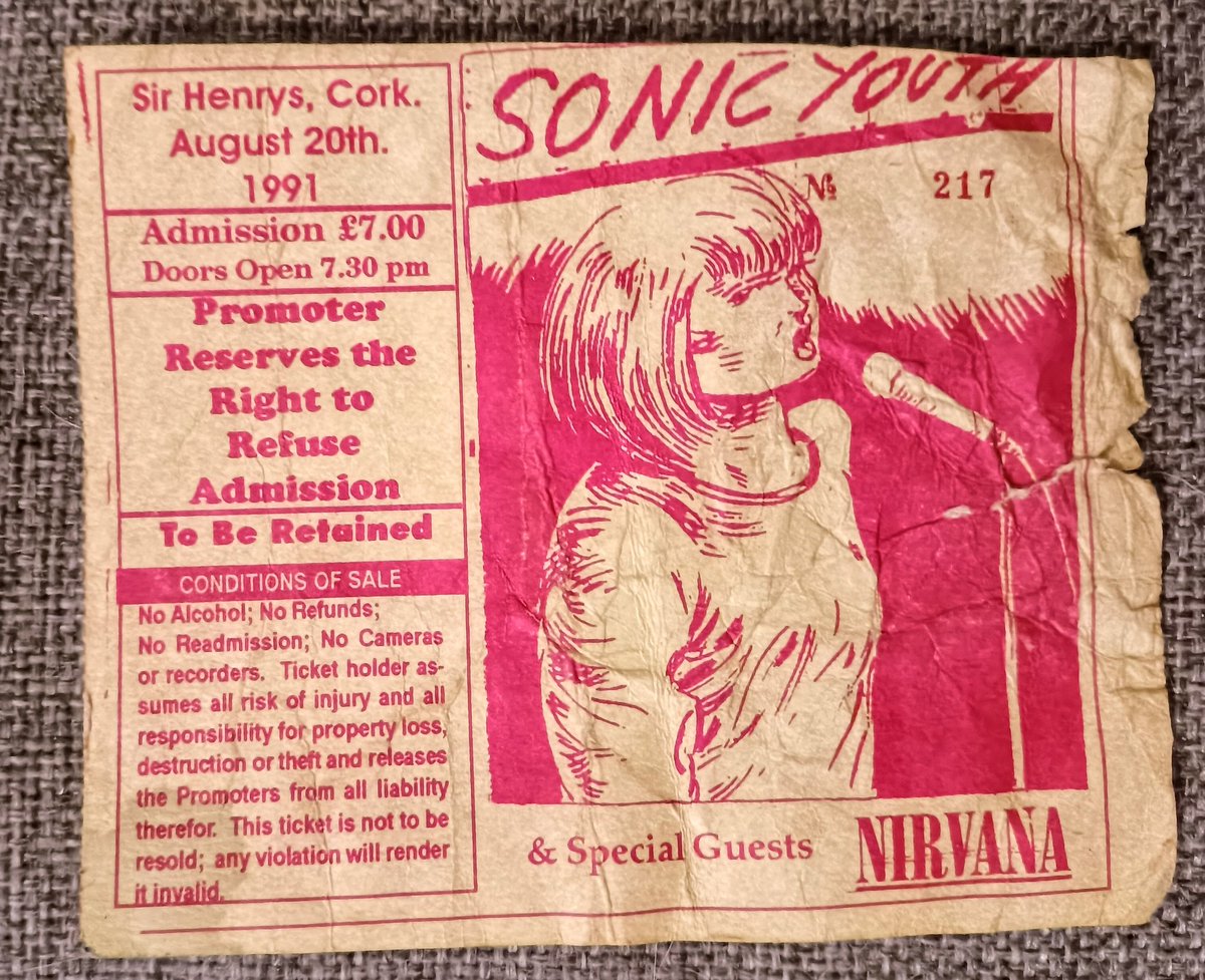 found a few more ticket stubs (the last of them) - starting with the big one - Sonic Youth &amp; Nirvana in Henry's <a href="/davegrohlscork/">NIRVANA in Cork 1991</a> <a href="/Nirvana/">Nirvana</a> <a href="/thesonicyouth/">Sonic Youth</a> <a href="/KimletGordon/">Kim Gordon</a>