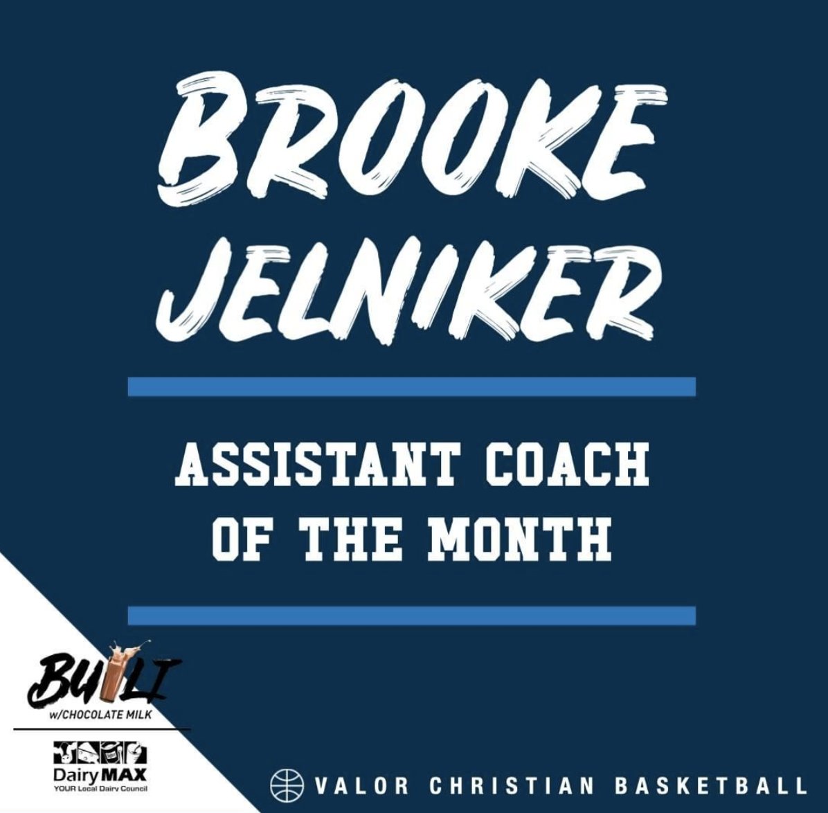govalorgbball's tweet photo. Congratulations to our very own Brooke Jelniker on being named assistant coach of the month! To top it off, it is her birthday today! We are so proud of you and thankful for how you serve our student athletes! @BrookeJelniker @CHSAA @valorsportsnet https://t.co/B5OxaJPrVn