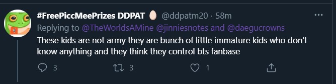 Those creeptos are following e/o - it's like a whole gang. They started harrassing armys now bc we caught on to them. Please block them all, let's keep them out of our space so we can remain focused on the reason we're all here.