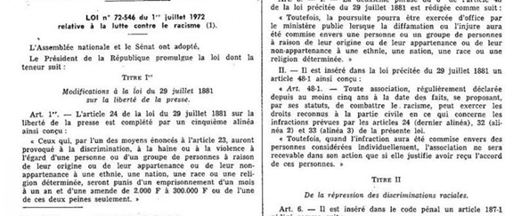 Il est important de noter que cette loi a été amendée par la loi Pleven de 1972, en créant une limite à la liberté d’expression : il crée le délit d’injure publique, de diffamation et de provocation à la haine en raison d’une appartenance religieuse, ethnique, nationale, etc.