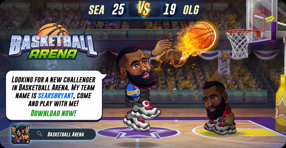 Ssears69's tweet image. Looking for a new challenger in Basketball Arena. My team name is searsbryant, come and play with me! Download now! app.adjust.com/xu5pslz_9zmueg3 #basketballarena @basket_arena