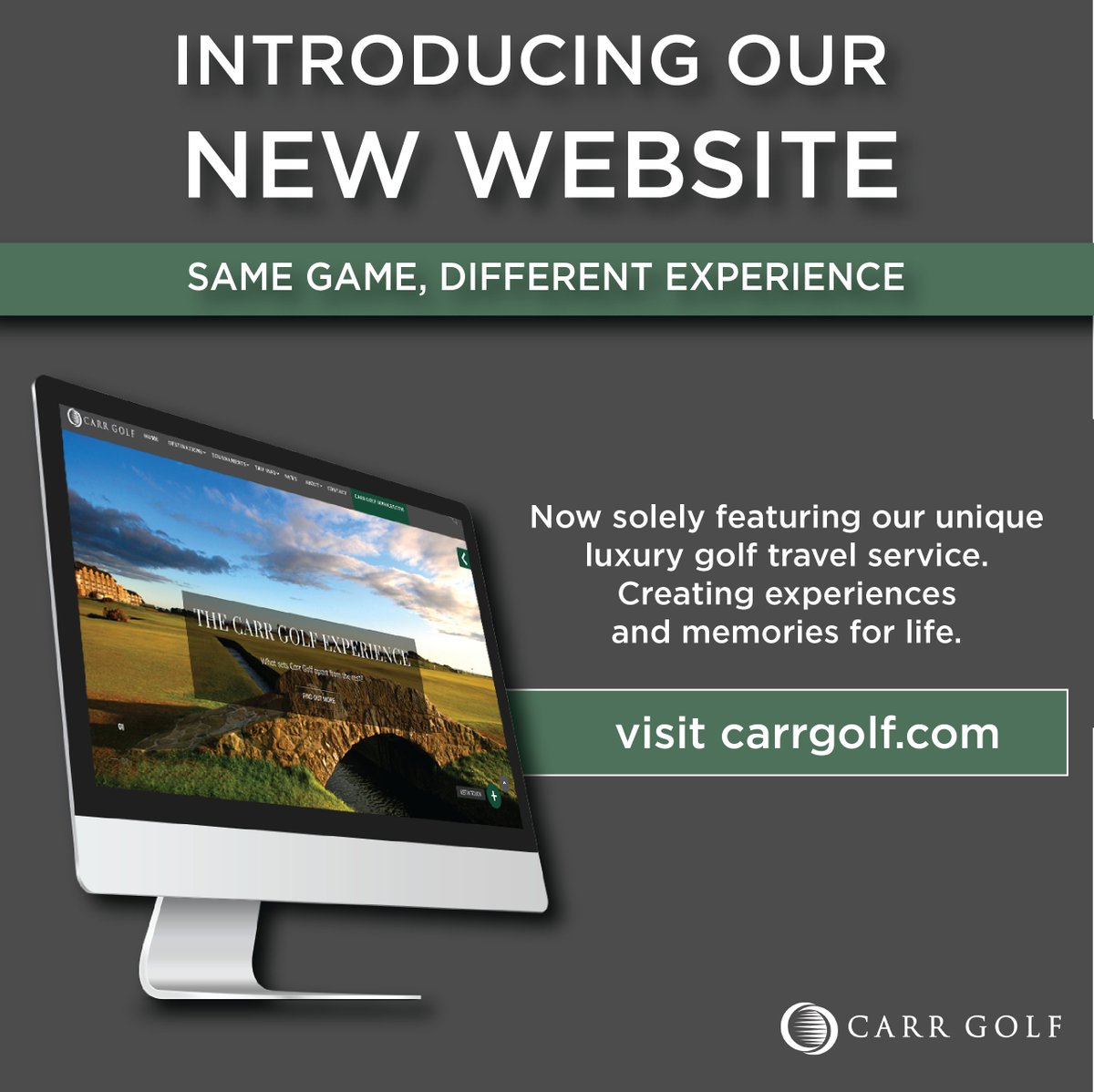 We’re delighted to share with you the new carrgolf.com. A site dedicated to our luxury golf travel services and events, taking you on a journey of some of the best golf experiences in the world. ✈️ ☘️ 🏌🏻‍♂️ #samegamedifferentexperience #newwebsite #memoriesforlife