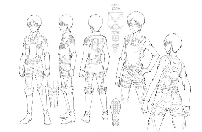 Attack on Titan (進撃の巨人) : Character Designs.

The characters were designed by Kyouji Asano (浅野恭司) and the titans by Takaaki Chiba (千葉崇明). 