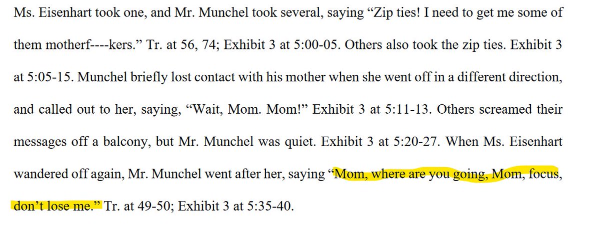 Munchel broke into the Capitol w/his mother, Lisa Eisenhart, and kept close watch on her until she went off in her own direction.“Mom, where are you going," he called out. "Mom, focus, don’t lose me.”