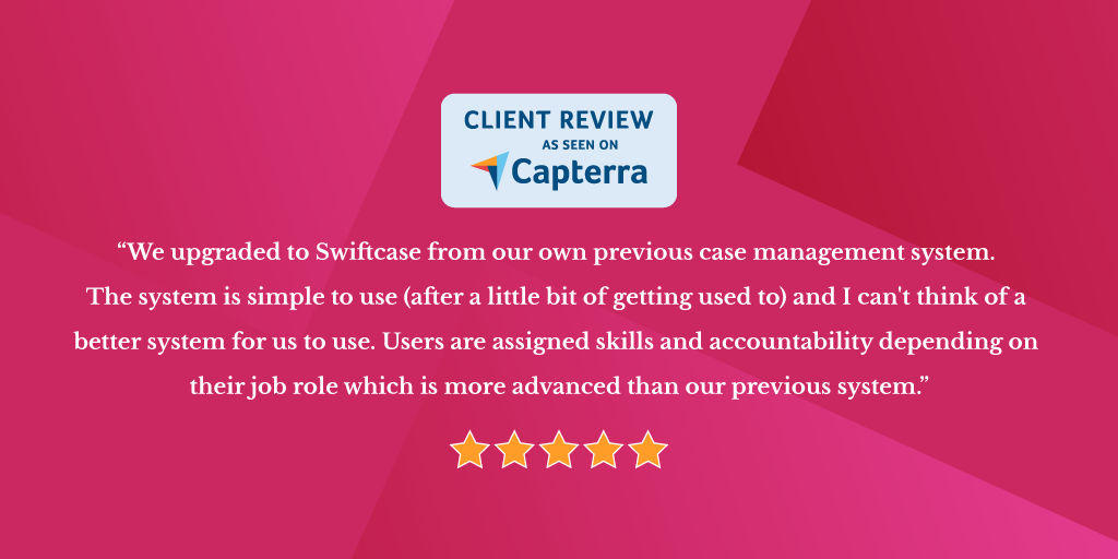 swiftcaseUK's tweet image. ✨  Testimonial from a client ✨
Our #SwiftCase software lets you assign and #managetasks to specific users, This makes it easier for employees to know what work they need to complete, by when and what stages they&apos;re up to.
#ClientReviewSwiftCase #Testimonial #WorkFlowManagement