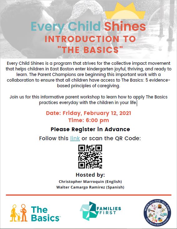 FamiliesFirstMA's tweet image. Our Leadership Fellows, through their Community Impact Projects, are spreading the word about positive parenting. This Friday, join our Fellows, in partnership with @bostonbasics and @E_Boston_Social, for a free parenting workshop. Details below: