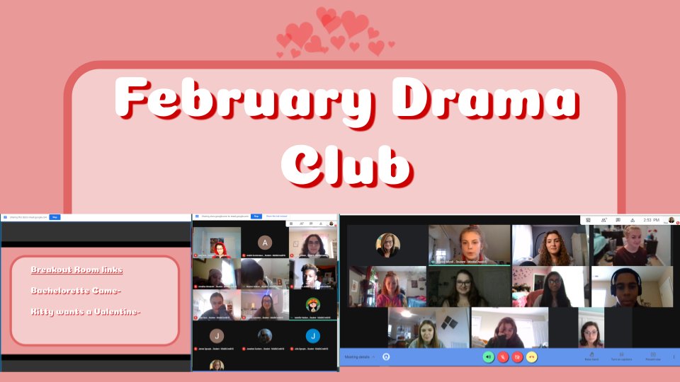 MCHS_Theatre's tweet image. What a great time at Drama Club today! Lot's of fun playing these Valentine's Day twists on classic theatre games!