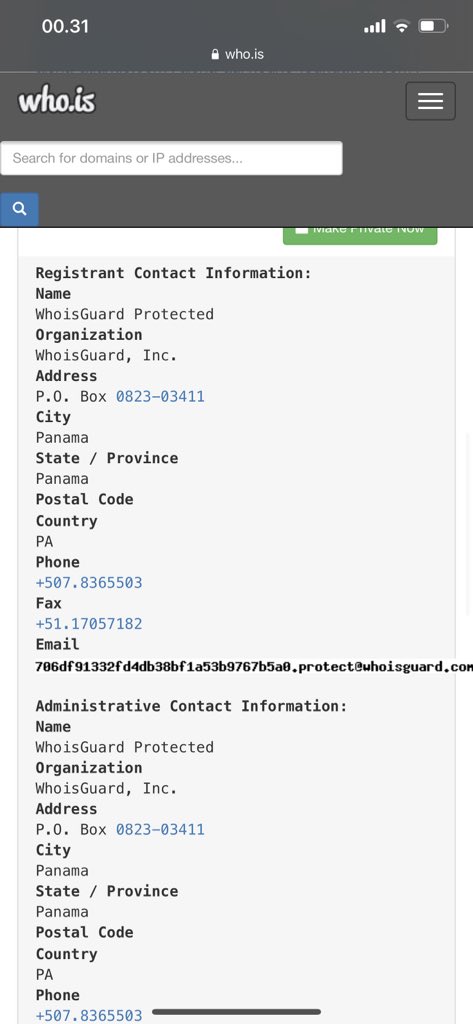1. Data tersembunyi di  http://whois.com&nbsp;. Betul bahwa hal ini bisa di capai secara gratis.Tapi ketika biasanya informasi dibuat terbuka agar akuntabilitasnya jelas, pilihan untuk menutup informasi suatu informasi tentang usaha jelas memunculkan pertanyaan.Why?