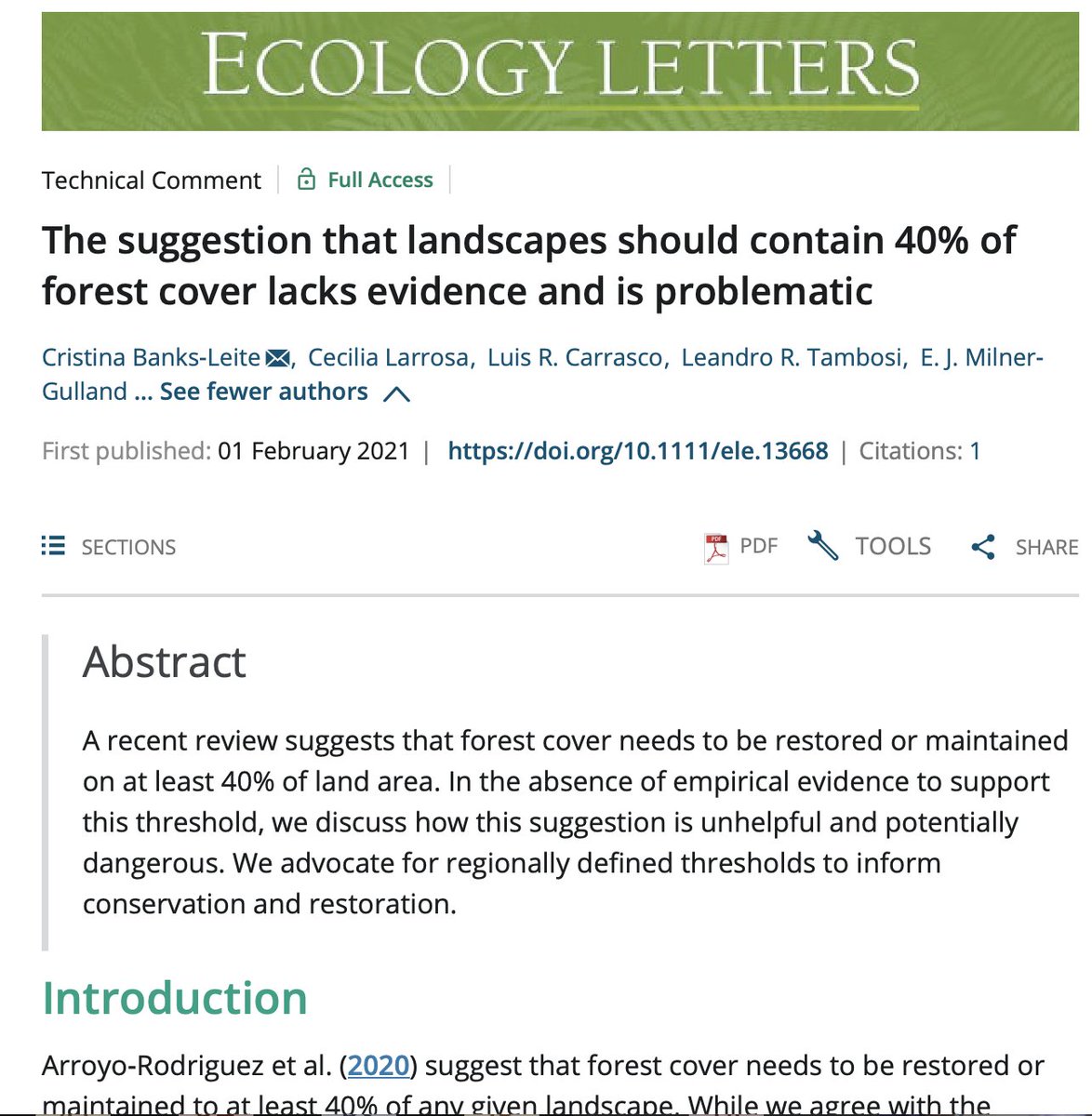EJMilnerGulland's tweet image. It&apos;s much better to have outcome targets for #biodiversity (eg naturepositive.org) than coverage targets like #30x30 or &quot;40% forest cover in any given landscape&quot;. Otherwise you get perverse #ecological outcomes, cost inefficiencies and social losses onlinelibrary.wiley.com/doi/full/10.11…