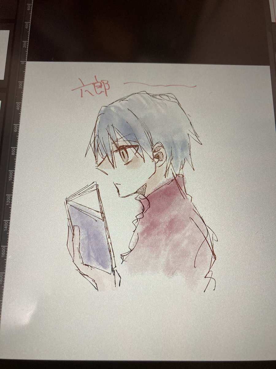 solo book holding holding book 1boy male focus blue hair  illustration images