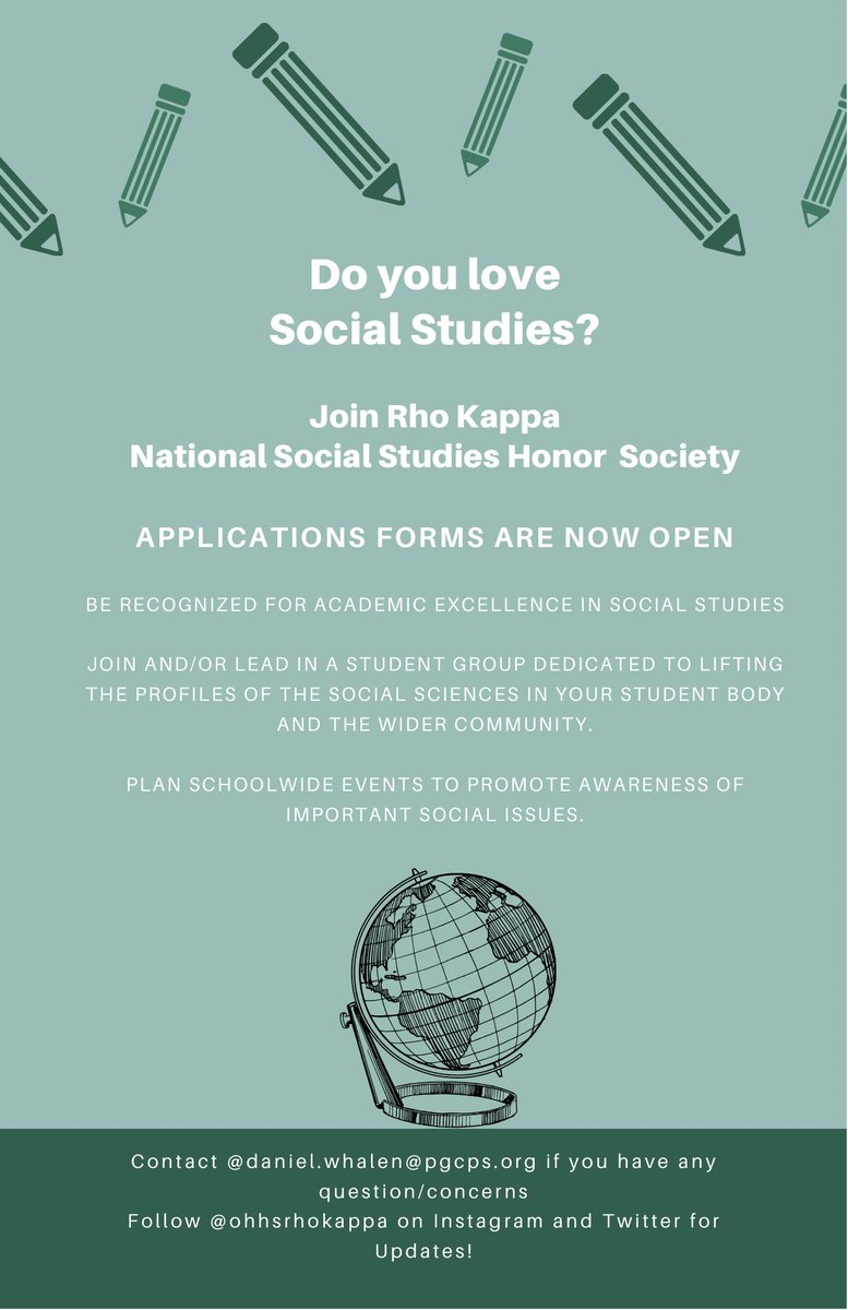 ohhsrhokappa's tweet photo. Calling all OHHS juniors and seniors!!! Applications for Rho Kappa National Social Studies Honor Society are now open. Applications are due by February 19th. @OHHSClippers https://t.co/4xbtlzokg0