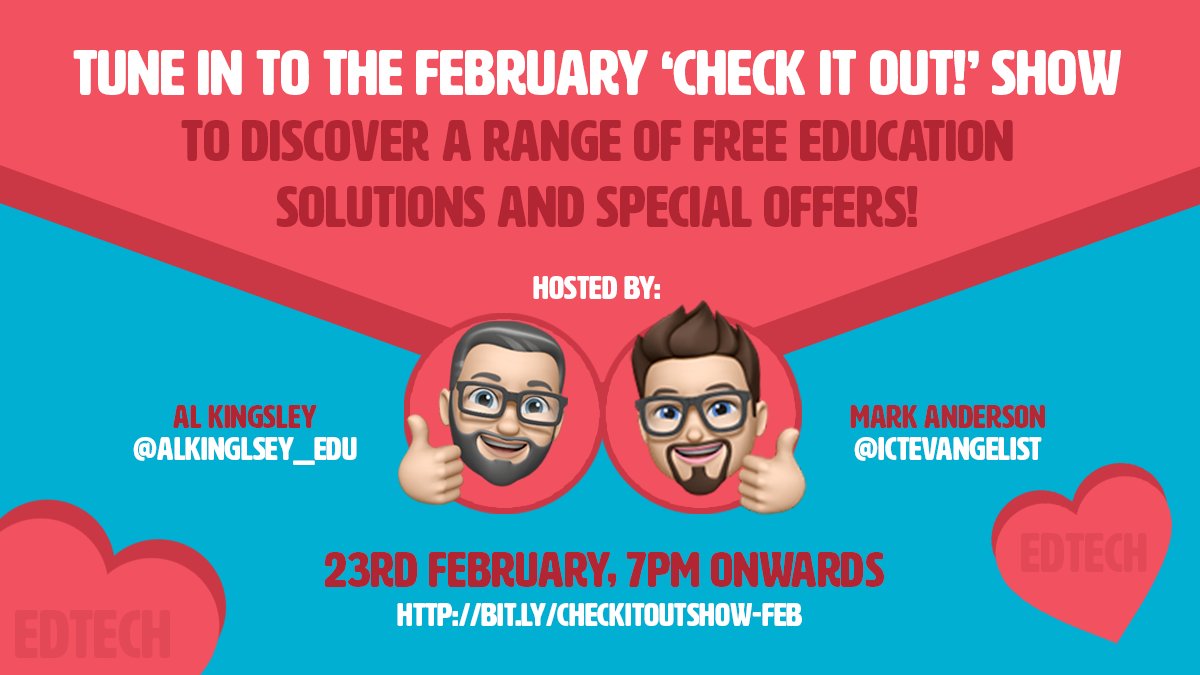 We're looking forward to <a href="/AlKingsley_Edu/">Al Kingsley MBE</a> and <a href="/ICTEvangelist/">Mark Anderson</a> 's #CheckItOutShow! 

🗓️ 23rd February

⏰ 7pm

Discover loads of fab #edtech solutions, including SISRA Observe! 

Watch live at bit.ly/checkitoutshow…