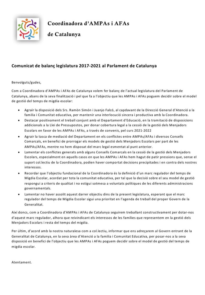 Coordinadora AMPAs i AFAs Catalunya tweet media