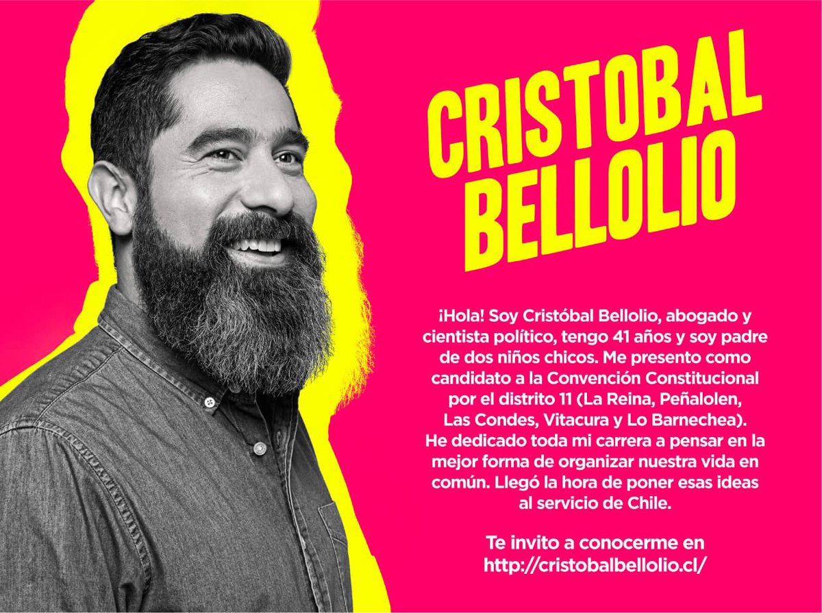 Partió la campaña! Postulo a la Convención Constitucional x el distrito 11 (Las Condes, Vitacura, Lo Barnechea, La Reina &amp; Peñalolén). Si crees que puedo ser un aporte, en la forma y en el fondo, apóyanos en RRSS y en tus círculos. Lleguemos juntos a la Convención!