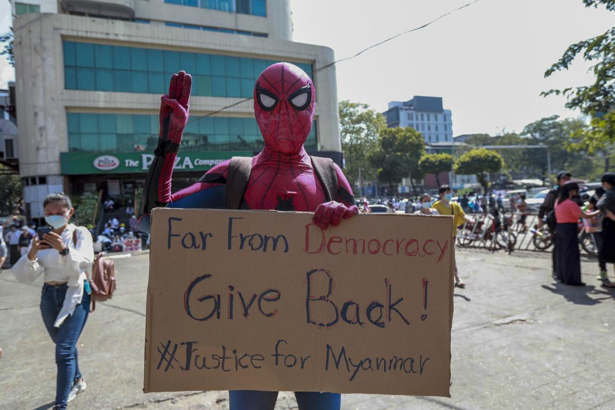 kevinkosmo's tweet photo. These protesters r trying to grab as much Global Attention as possible. Sub-cultures &amp; fandoms are joining forces &amp; fighting for Democracy in Burma. We got beauty queens, models, body builders, cosplayers, k-pop/ j-pop/anime fans, &amp; b-boys.  
#save_myanmar
#HearTheVoiceOfMyanmar https://t.co/aWelgNxhQW