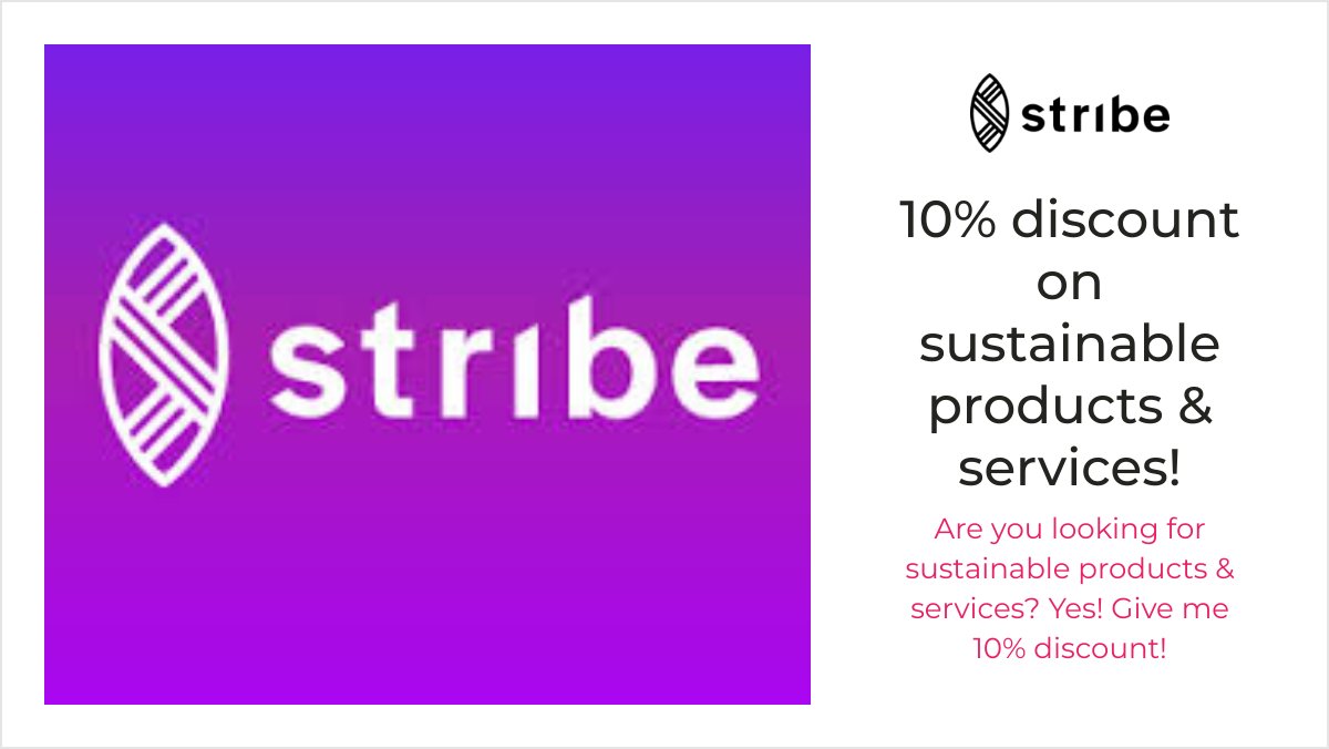jointhestribe's tweet photo. 10% discount on sustainable products &amp; services! ✅ Yes! Give me 10% discount! 🆘- https://t.co/oKhgrHODCv

#marketplace #sustainable #sdg #sustainability #sustainableliving #sustainableshopping #stribe https://t.co/QRIXgModbV